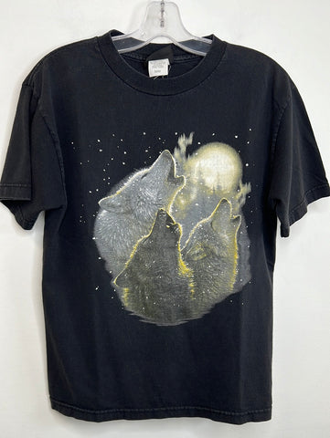 Vintage Marshlands Black Graphic "Wolves Howling At The Moon" T-Shirt (M)