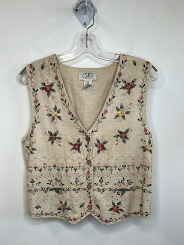 Vintage Cleo Floral Embroidered Vest (S)