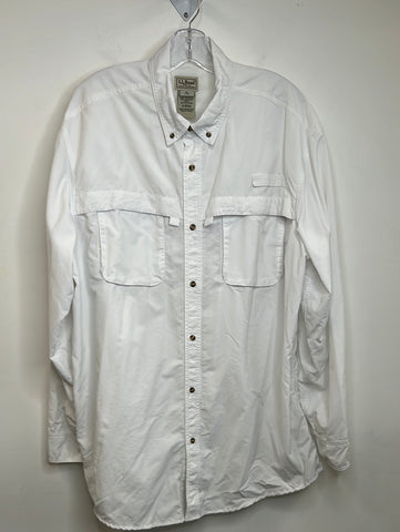 L.L. Bean White Collered Lightweight Shacked (XL Tall)