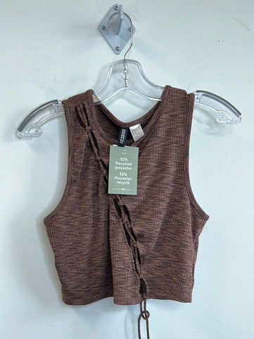 NWT H&M Divided Chocolate Sleeveless Crop Top With Side Rushing (M)