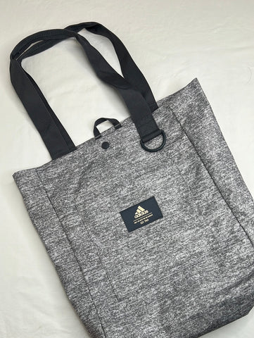 Adidas Everyday Tote Jersey Grey With Gold Accent Letters and Pockets