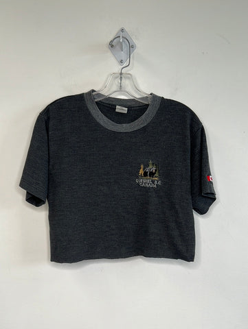 EXP Designs Grey "Quesnel BC Canada" Crop Top T-shirt (M)