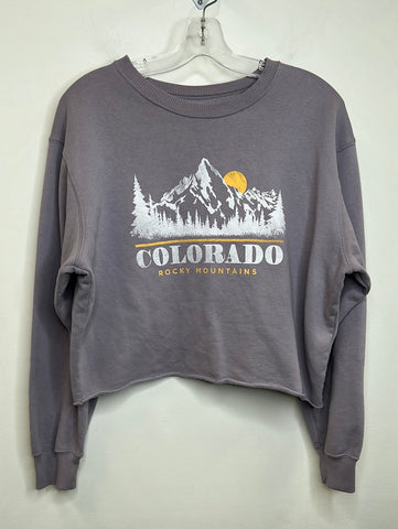 Hollister "Colorado Rocky Mountains" Graphic Long Sleeve Crop Sweatshirt (M)