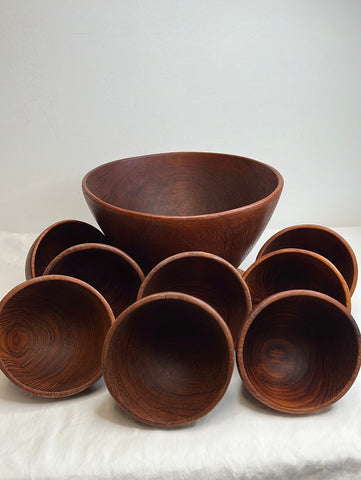 Wooden Salad Bowl With Smaller Bowls Set Of 9