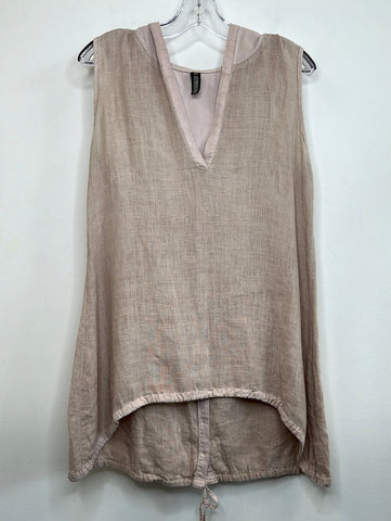 Inizio Made In Italy Linen Hooded Sleeveless Top (M)