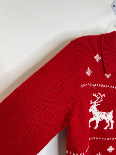 Emma James Red Zip-up Nordic Christmas Long-Sleeve Sweater