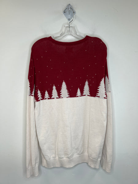 Holiday Arcade Red Christmas Tree Design Christmas Sweater (XL)