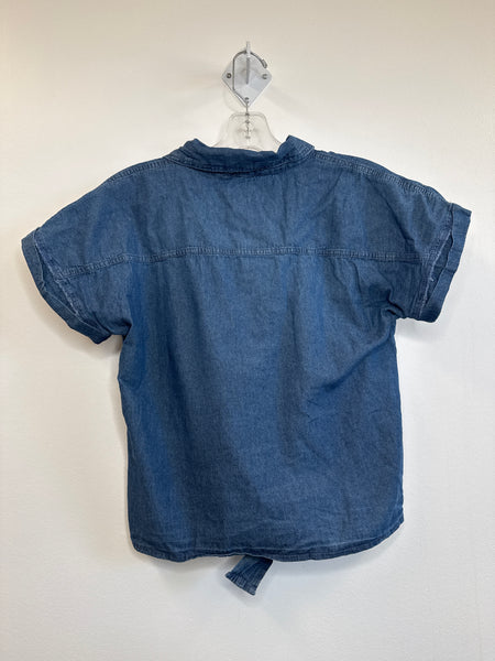 Bebe Denim Cap Sleeve Button Up Shirt (M)