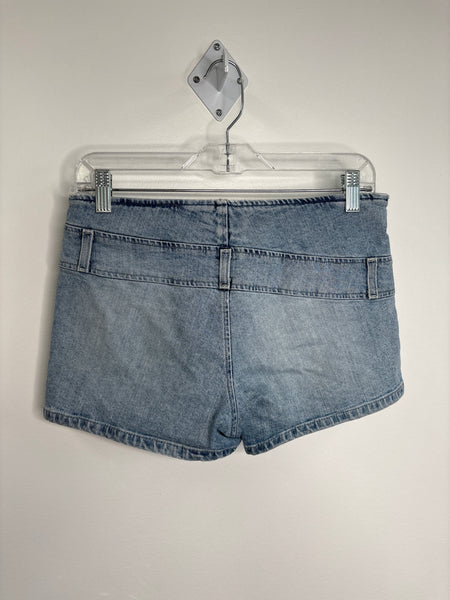 Retro Silver Denim Mini Shorts (29)