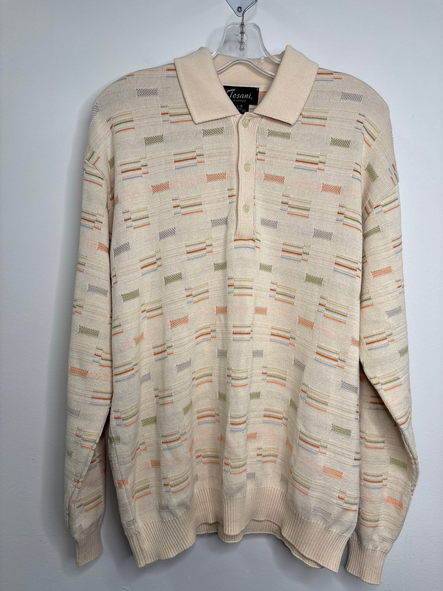 Vintage Tosani Knit Quarter Button-Up Sweater (L)