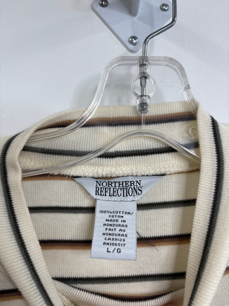 Northern Reflections Striped Cotton Mockneck Sweater (L)