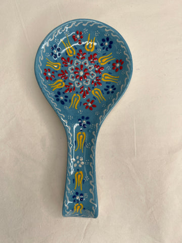 Anthropologie Blue Handpainted Ceramic Spoon Rest