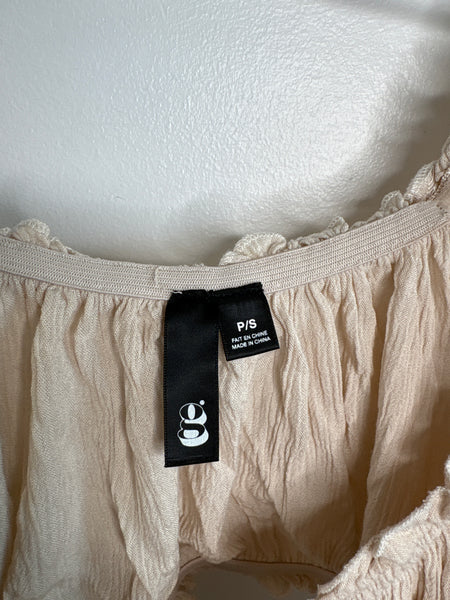 Ruffle Puff Sleeve Micro Top (S)
