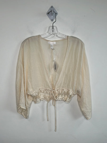 NWT Lacey Wide-Sleeve  Cream Open Crop Cardigan (M)