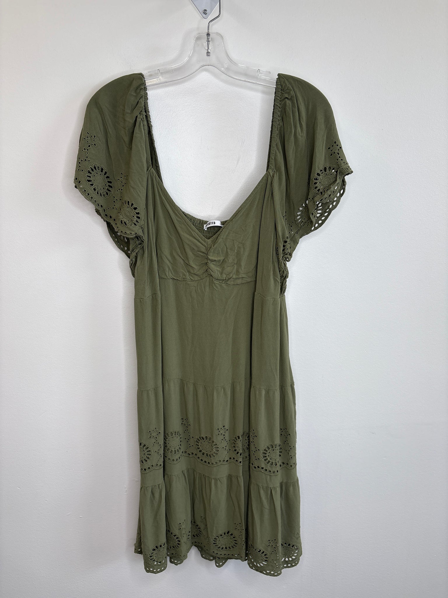Devoted Eyelet Tiered Midi Dress (XL)