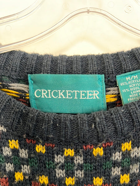 Retro Cricketeer Knit Crewneck Grandpa Sweater (M)