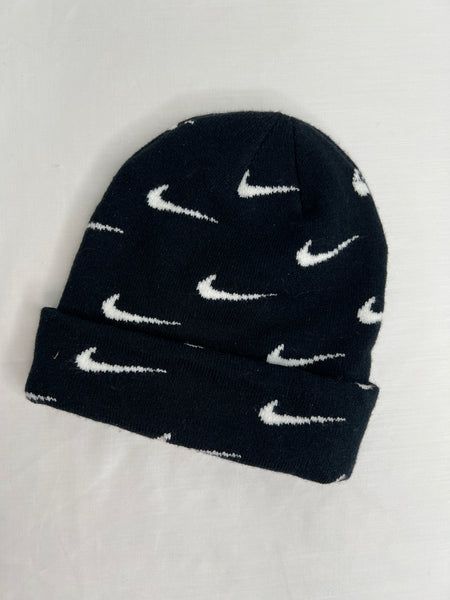 Nike Black Logo Print  ‘Just Do It’ Cuffed Toque (Youth)