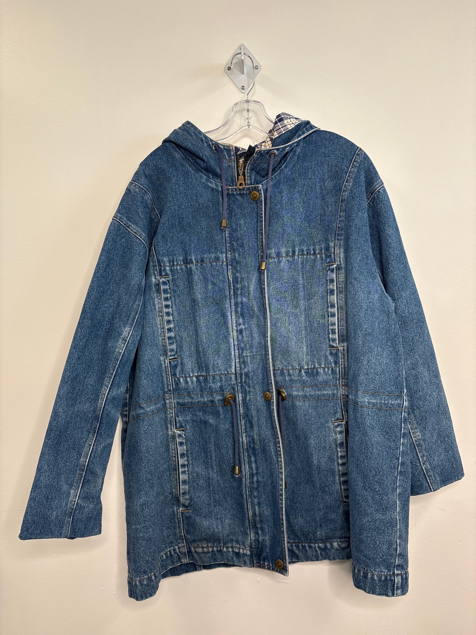 Vintage Active Spirit Plaid-Lined Denim Jacket (1X)