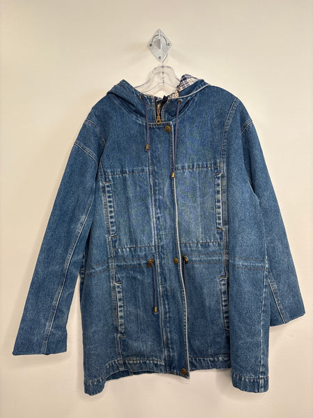 Vintage Active Spirit Plaid-Lined Denim Jacket (1X)