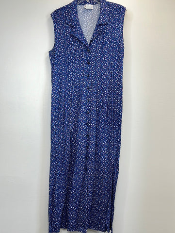 Vintage EastWest Clothing Company Navy Floral Maxi Dress (13/14)