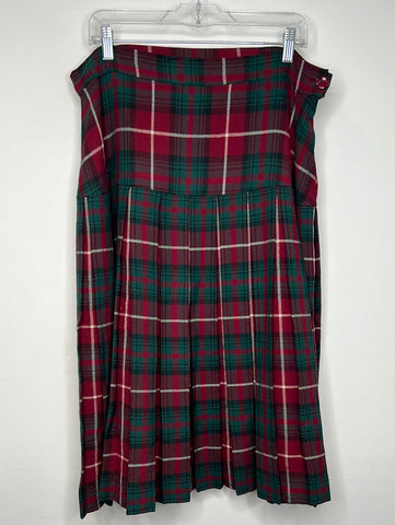 Handmade Pleated Plaid Midi Skirt (XL)