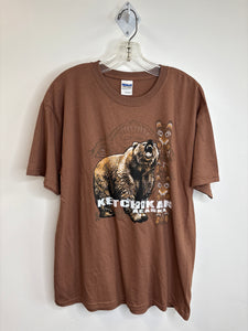 Ketchikan Alaska Grizzly Bear Cotton Graphic Tee (L)