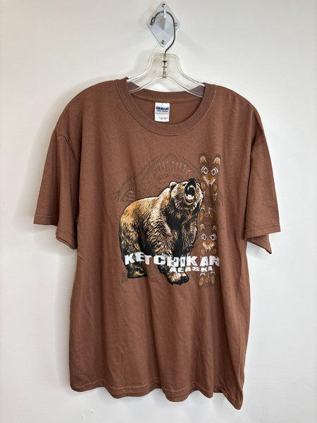 Ketchikan Alaska Grizzly Bear Cotton Graphic Tee (L)