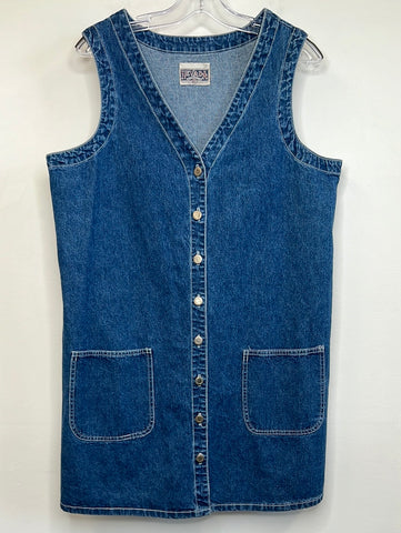 Vintage Nevada Jeanswear Denim Button Up Skirtall Dress (18)