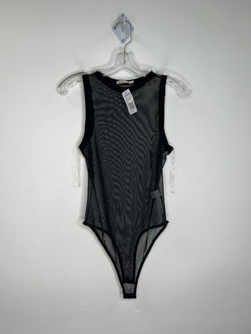 NWT Heart & Hips Mesh Crew Neck Black Bodysuit (L)