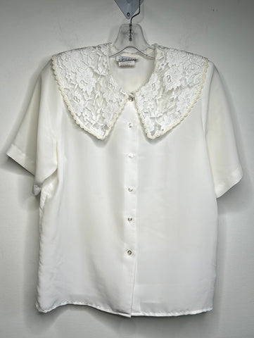 Vintage Jessica Lace Collar Sheer Blouse (10)