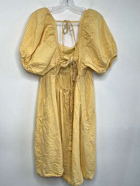 Jillian Harris Yellow Stripe Puff Sleeve Dress (XL)