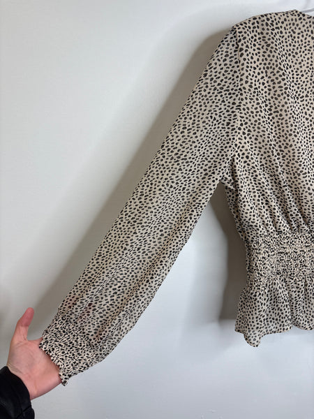 Japna Plunge Animal Print Long-Sleeve Top (L)
