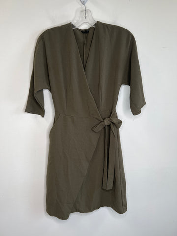 TopShop Khaki Green Short-Sleeved Wrap Dress (2)