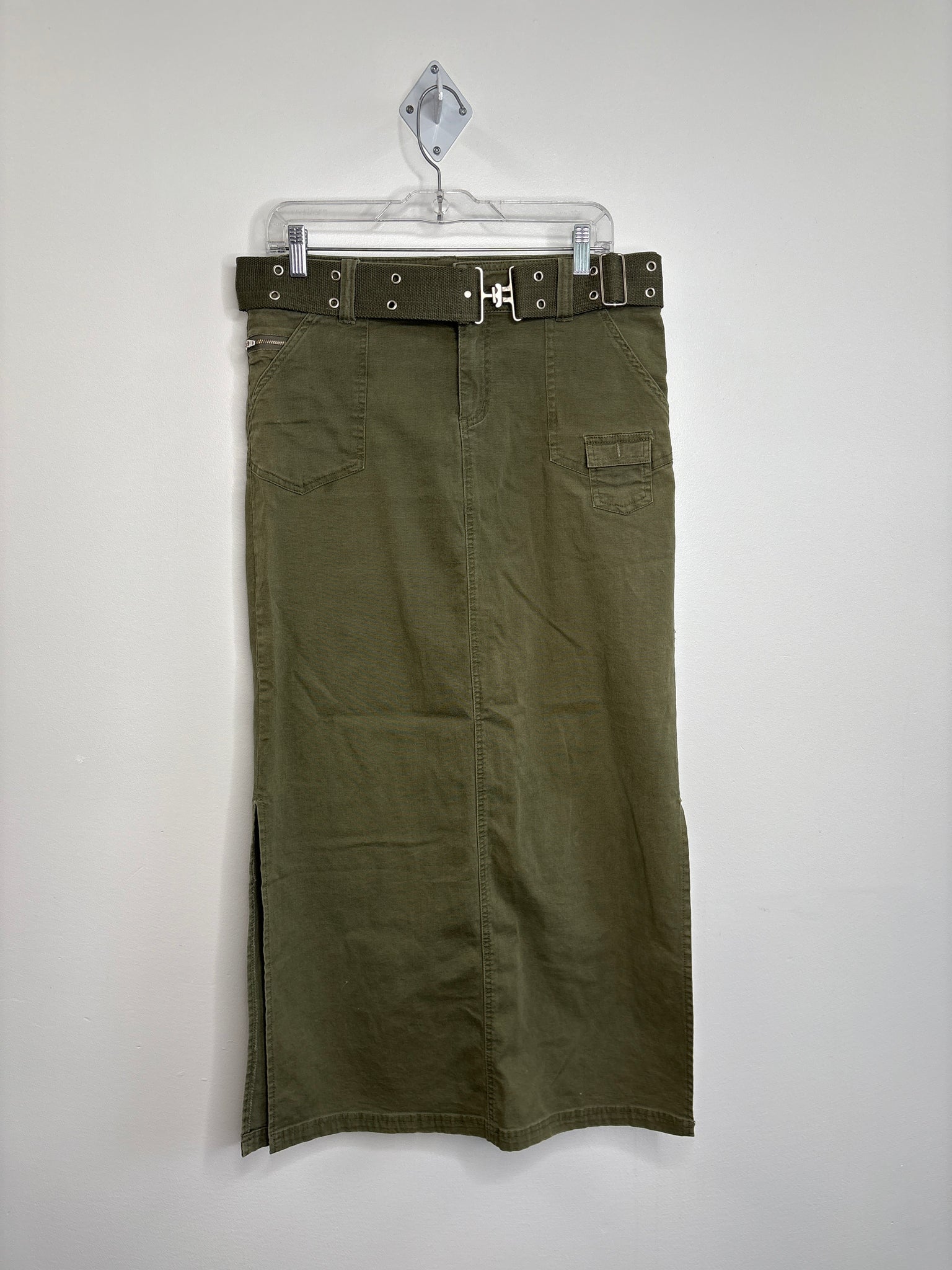 Vintage Y2K Y2 Blu Cargo Double Slit Maxi Skirt (11)