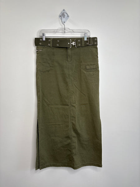 Vintage Y2K Y2 Blu Cargo Double Slit Maxi Skirt (11)