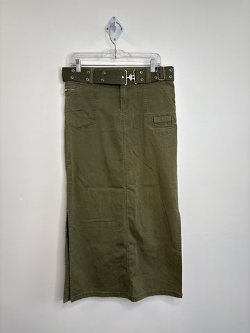 Vintage Y2K Y2 Blu Cargo Double Slit Maxi Skirt (11)