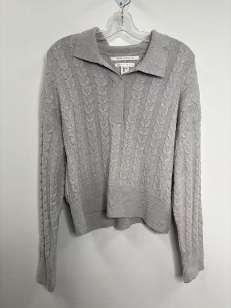 Max Studio Extra Fine Merino Wool Cableknit Quarter-Zip Sweater (XL)