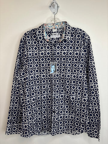 NWT John Lennon Stretch Button Up Long Sleeve Patterned Shirt (L)