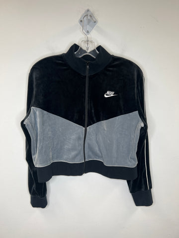 Nike Black Colour Block Crop Zip-up Jacket (L)