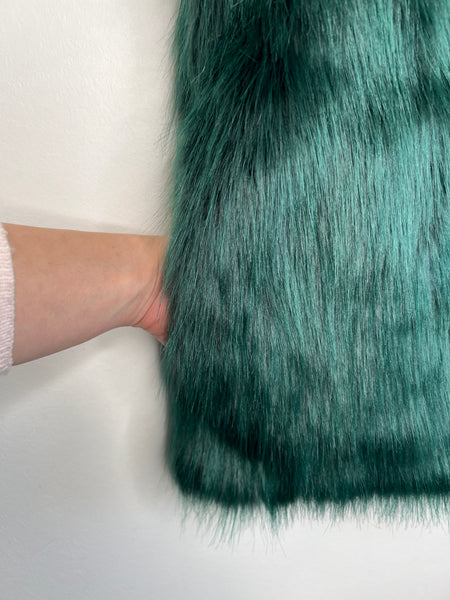 Forever21 Deep Green Faux Fur Vest (S)