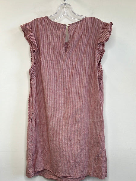 Cynthia Rowley Babydoll Ruffle Sleeve Linen Stripe Dress (L)