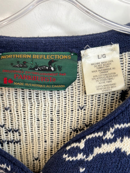 Vintage Parkhurst Exclusive Northern Reflections Cabin Graphic Knit Cardigan (L)