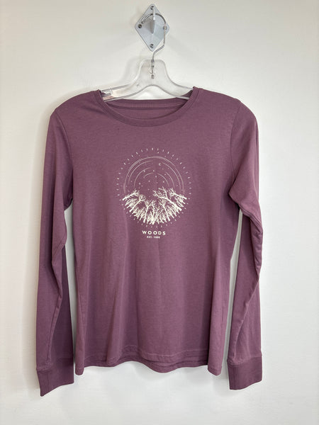 Woods Long-Sleeve Cotton-Blend Graphic Top (S)
