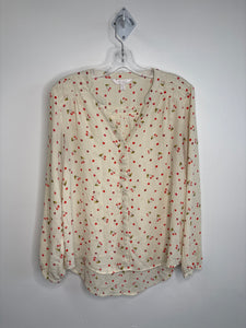 Lauren Conrad Sheer Cherry Printed Blouse (M)