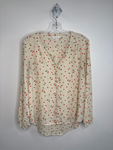 Lauren Conrad Sheer Cherry Printed Blouse (M)