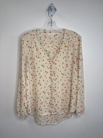 Lauren Conrad Sheer Cherry Printed Blouse (M)