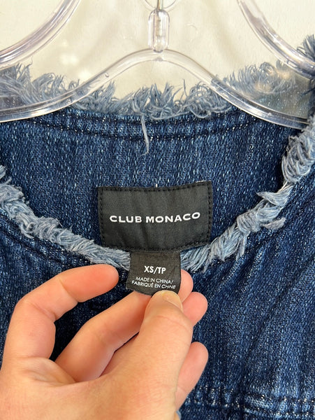 Club Monaco Denim Fringe Jacket (XS)