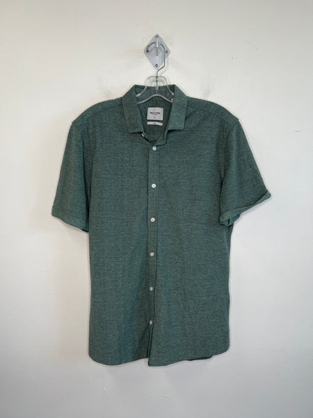 Only & Sons  Forest Green Slim Fit Short-Sleeved Button-Up Shirt (L)