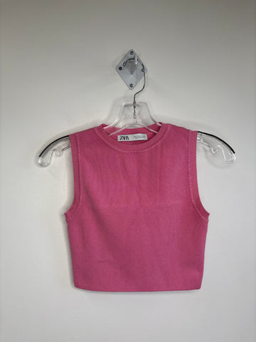 Zara Halter Ribbed Cropped Top (M)