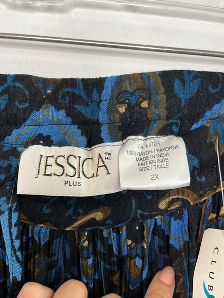 NWT Vintage Jessica Blue Broomstick Skirt (2X)